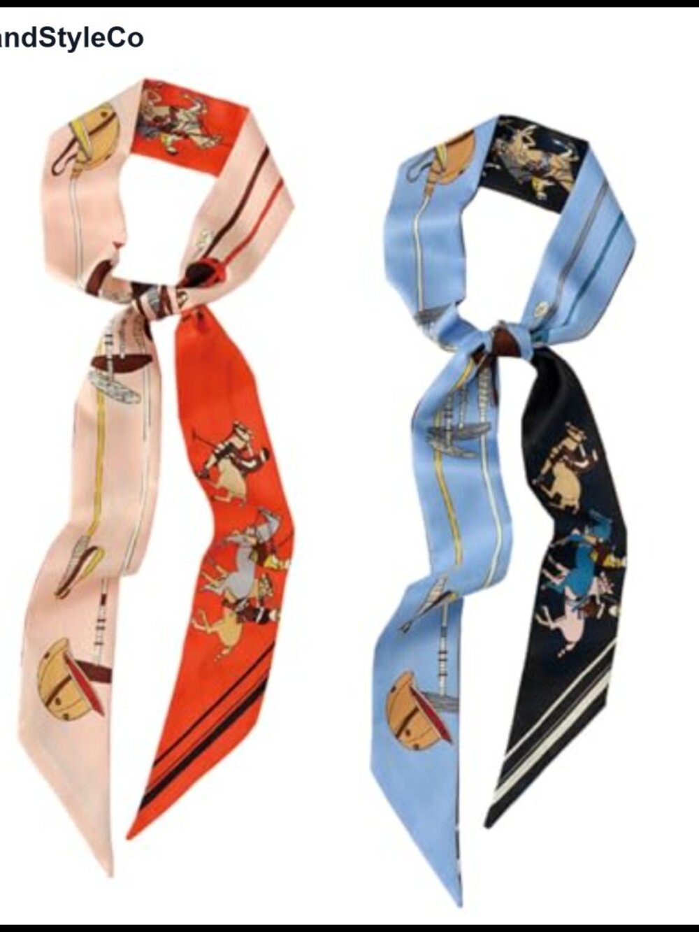 2 Pack Satin Silk Purse Scarf Handbag Hair Ribbon Skinny Neckerchief Women
